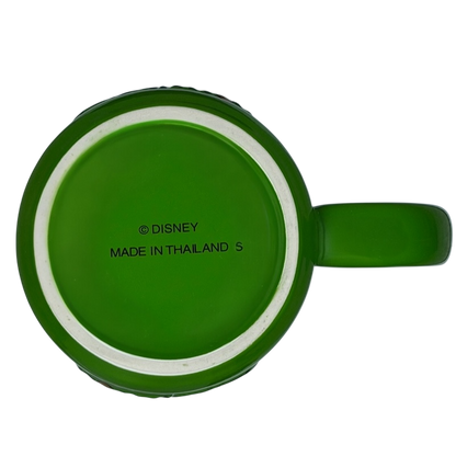 Bottom view of the Goofy Celebrating Disneyland Resort Mug with a vibrant green finish