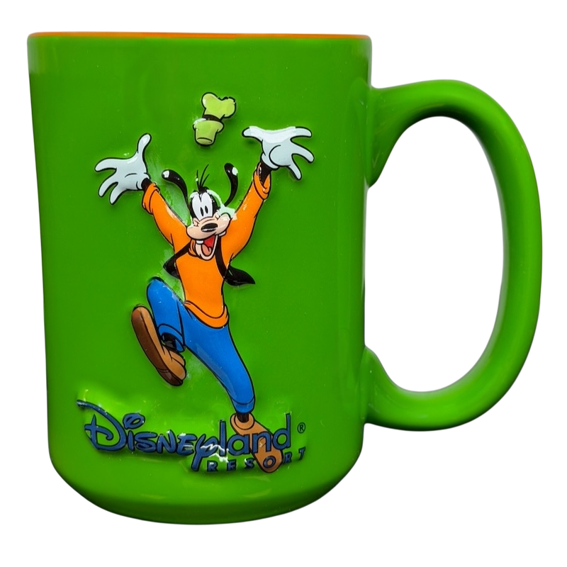 Goofy Celebrating Disneyland Resort Mug in bright green featuring a playful Goofy design