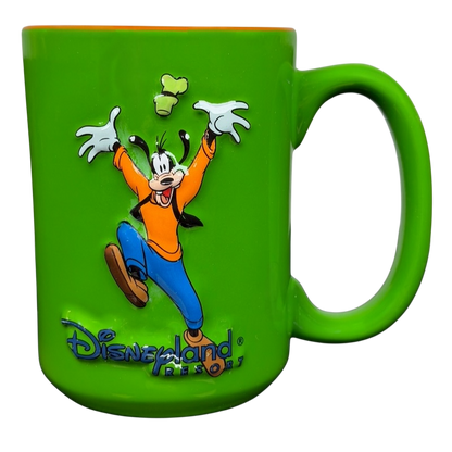 Goofy Celebrating Disneyland Resort Mug in bright green featuring a playful Goofy design