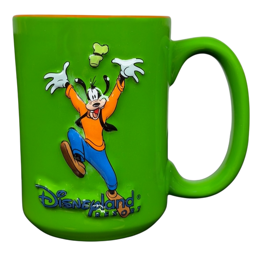 Goofy Celebrating Disneyland Resort Mug in bright green featuring a playful Goofy design