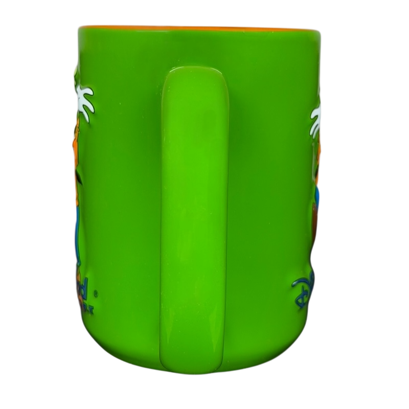 Goofy Celebrating Disneyland Resort Mug in vibrant green color with playful design