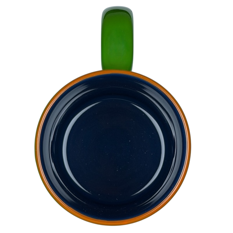 Goofy Celebrating Disneyland Resort Mug with a colorful handle and deep blue interior