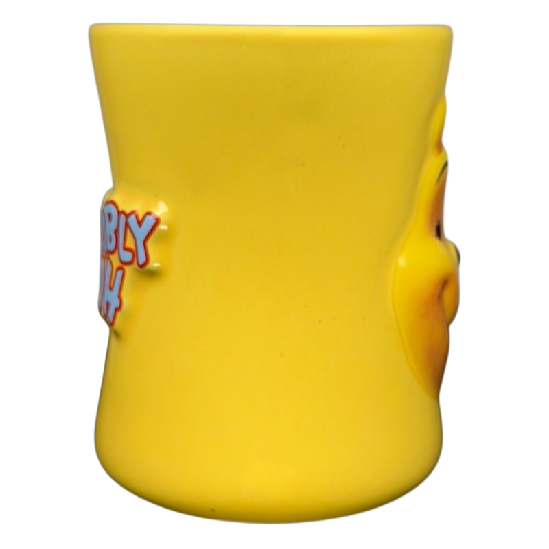 Disney Huggably Pooh embossed mug in bright yellow with character design on the side