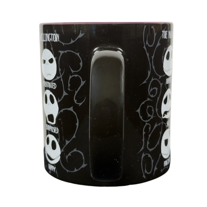 Silver Buffalo black ceramic Jack Skellington collectible emotions mug showing multiple emotion faces around handle