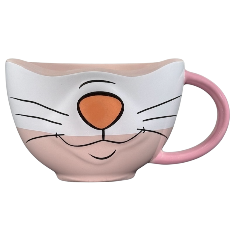 Marie Aristocats Vintage Smile Disney mug with cat face design and pink handle