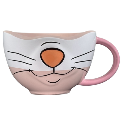 Marie Aristocats Vintage Smile Disney mug with cat face design and pink handle