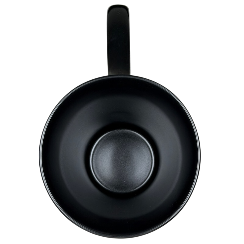 Top view of Mickey Mouse Icons Scrollwork Latte Mug Disney Parks with a sleek black design