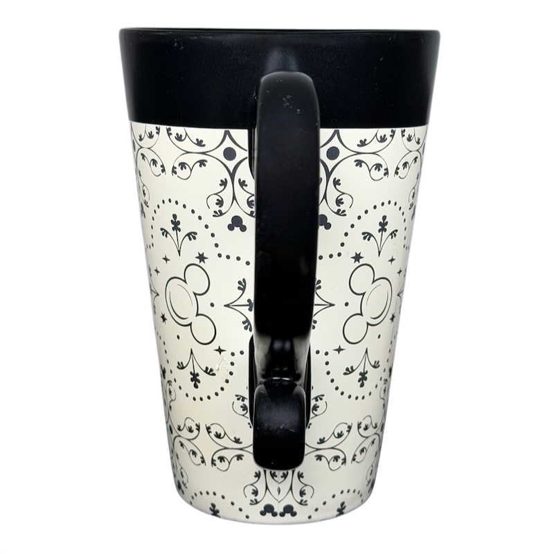 Mickey Mouse Icons Scrollwork Latte Mug Disney Parks with elegant design and black handle