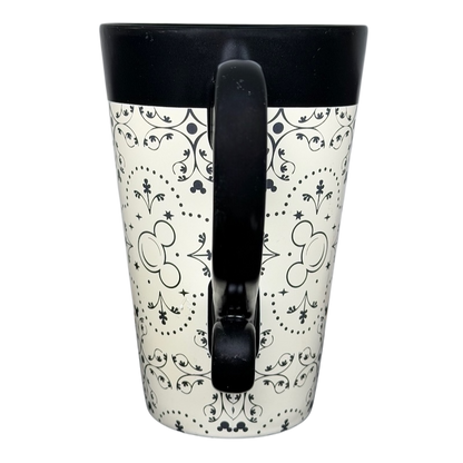 Mickey Mouse Icons Scrollwork Latte Mug Disney Parks with elegant design and black handle