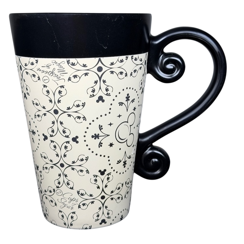 Mickey Mouse Icons Scrollwork Latte Mug Disney Parks with elegant design and unique handle
