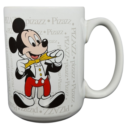 Mickey Mouse Pizazz Disney mug featuring Mickey with a wooden stick design against a playful background