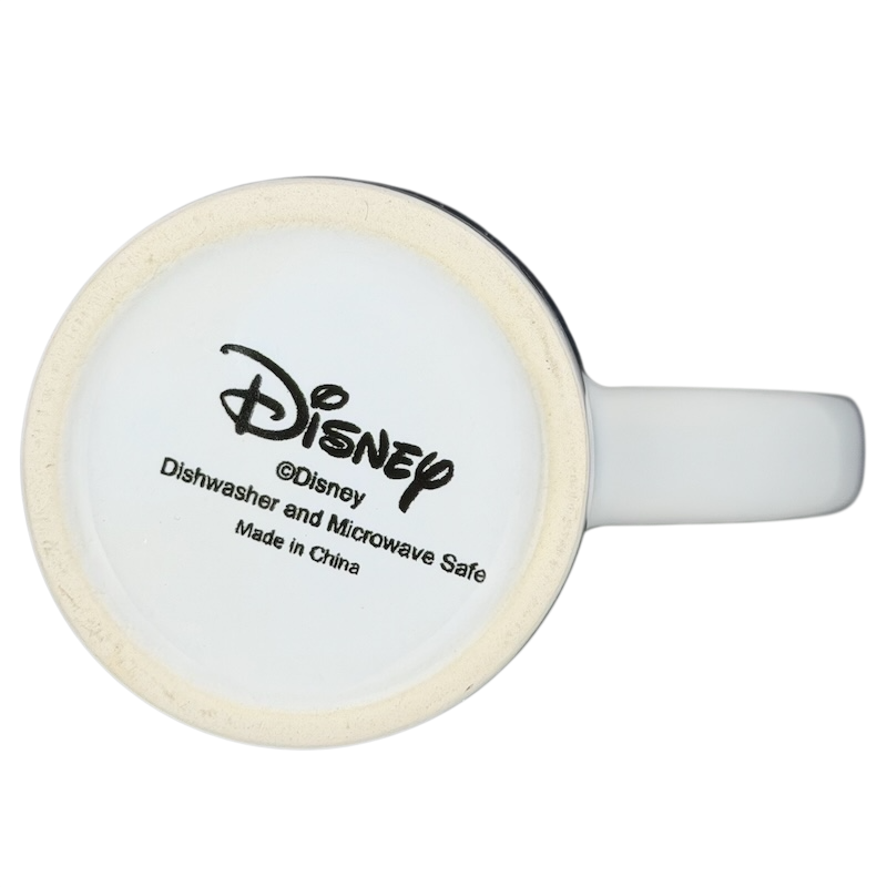 Underside view of the Mickey Mouse Swimming Mug Disney showing the logo and safety information