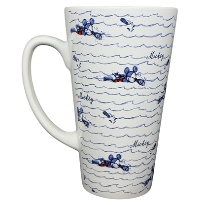 Mickey Mouse Swimming Mug Disney featuring Mickey in a boat on wavy water pattern
