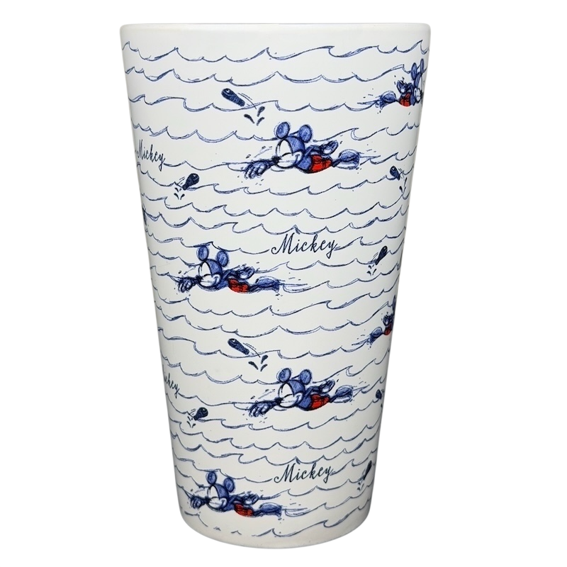 Mickey Mouse Swimming Mug Disney featuring playful designs of Mickey in water with waves
