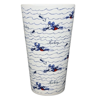 Mickey Mouse Swimming Mug Disney featuring playful designs of Mickey in water with waves