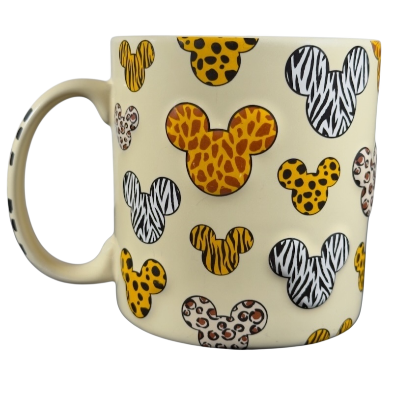 Disney Mickey Mouse vintage Animal Kingdom mug with safari animal print Mickey head shapes