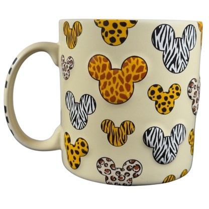 Disney Mickey Mouse vintage Animal Kingdom mug with safari animal print Mickey head shapes