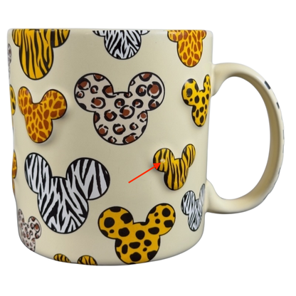 Disney Mickey Mouse vintage Animal Kingdom mug with animal print Mickey Mouse head silhouettes