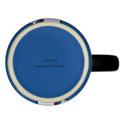 Bottom view of Disney ceramic mug showing blue base and Made in Thailand text, featuring Mickey's Really Swell Coffee vintage mug.