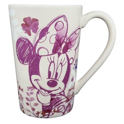 Minnie Mouse butterflies and flowers mug featuring a cute design in purple tones