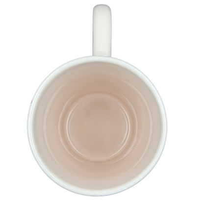 Inside view of a white Minnie Mouse butterflies and flowers mug with a smooth finish