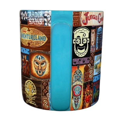 Adventureland Trader Sam's Tiki Mug Disney Parks featuring colorful designs and patterns