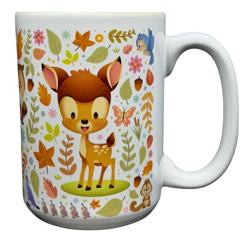 Bambi Woodland Friends Mug Disney Parks featuring adorable art of Bambi and woodland animals