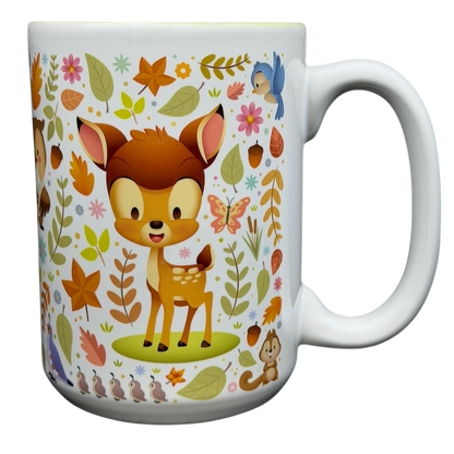 Bambi Woodland Friends Mug Disney Parks featuring adorable art of Bambi and woodland animals