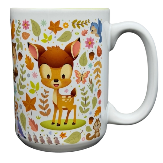 Bambi Woodland Friends Mug Disney Parks featuring adorable art of Bambi and woodland animals