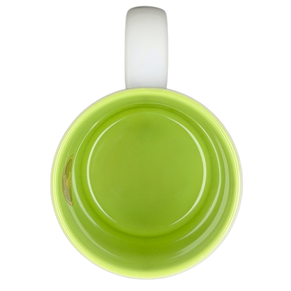 Top view of Bambi Woodland Friends Mug Disney Parks in vibrant green color with a smooth finish