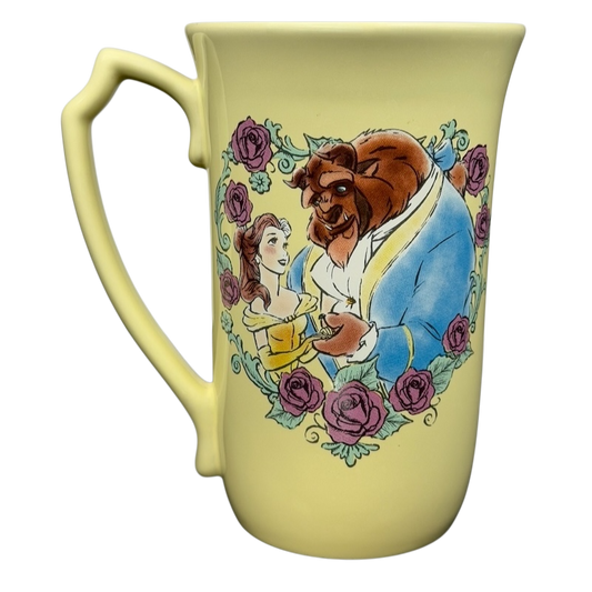 Beauty and the Beast Open Your Heart to New Adventures Mug Disney Parks featuring Belle and the Beast with floral accents