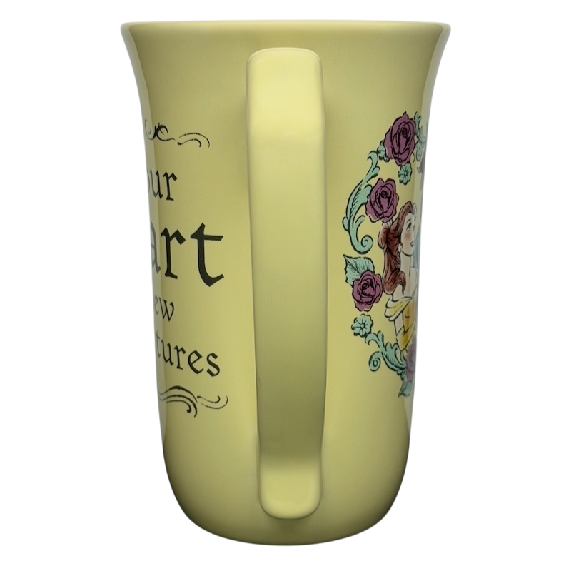 Beauty and the Beast Open Your Heart to New Adventures Mug Disney Parks with Belle design and floral accents