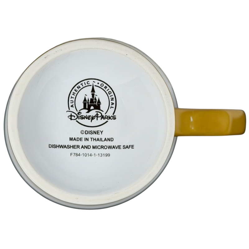 Beauty and the Beast Silhouette Pedestal Mug Disney Parks featuring a vibrant yellow handle and detailed design