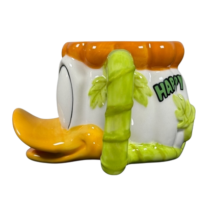Disney Donald Duck vintage Halloween mug ceramic character cup with orange beak and green bamboo handle