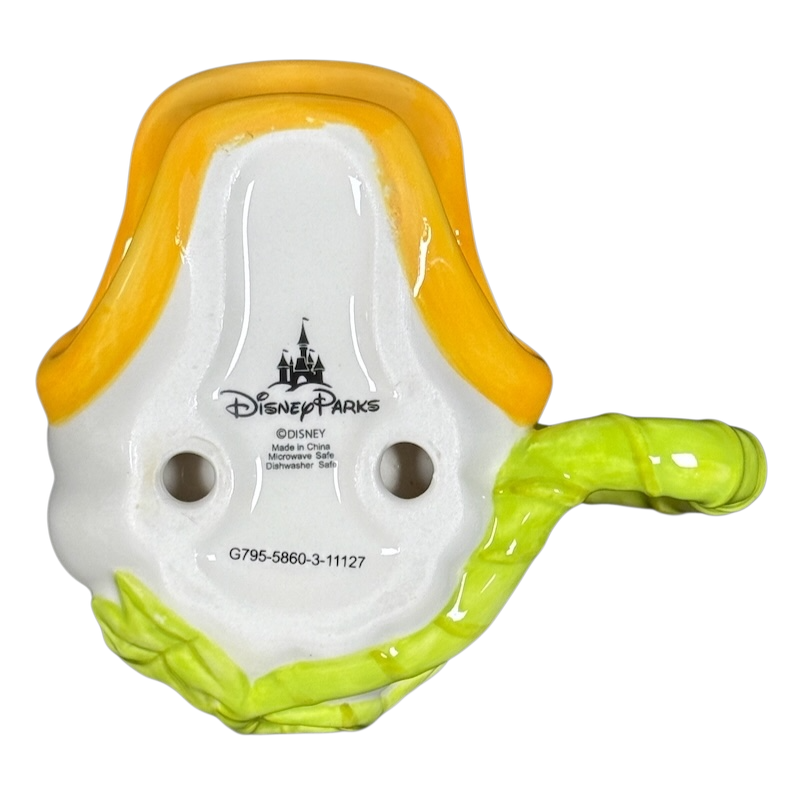 Donald Duck vintage Halloween mug underside showing Disney Parks logo maker marks and green handle