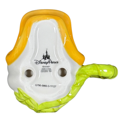 Donald Duck vintage Halloween mug underside showing Disney Parks logo maker marks and green handle