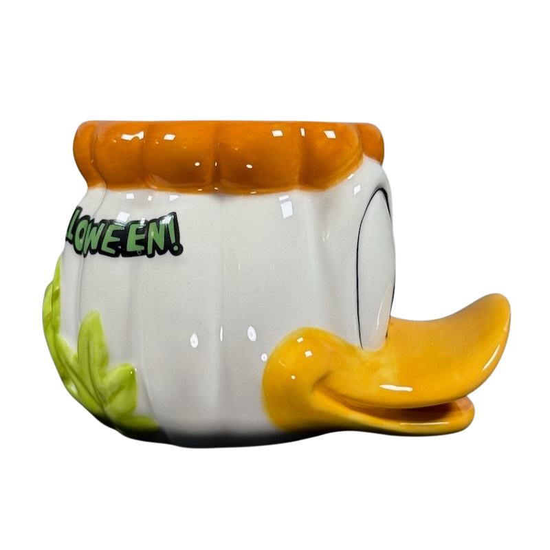 Disney Donald Duck vintage Halloween mug ceramic pumpkin shaped cup with orange top and yellow beak