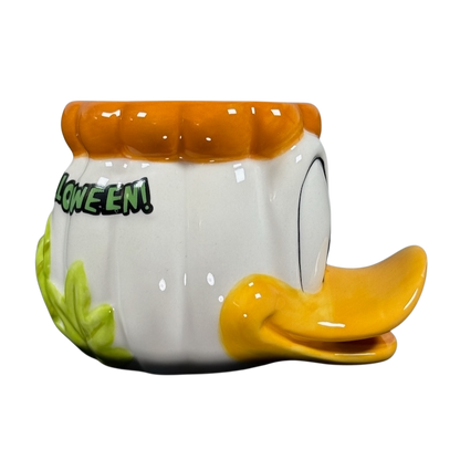 Disney Donald Duck vintage Halloween mug ceramic pumpkin shaped cup with orange top and yellow beak