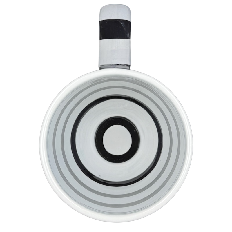 Jack Skellington Mug Striped Handle Disney Parks with a circular design in gray and black