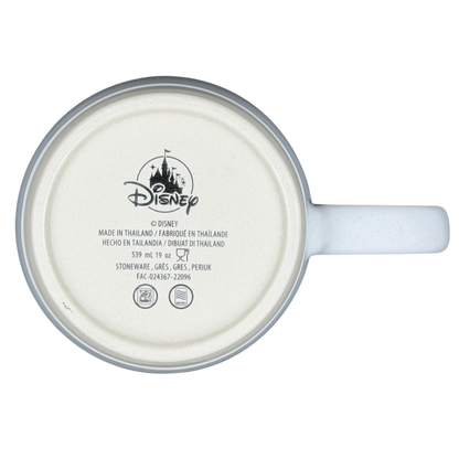 Bottom view of Living In A Fantasyland Gold Castle Mug Disney Parks with Disney logo and product details