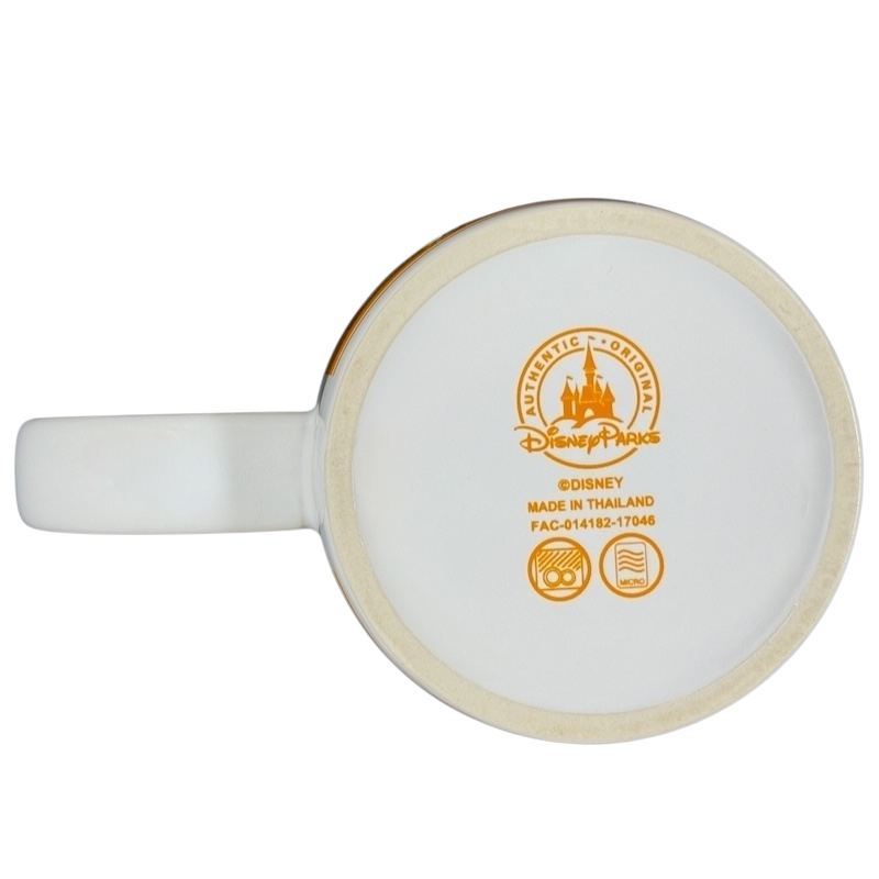 Bottom view of Disney Parks locally grown vintage mug showing official logo and made in Thailand mark