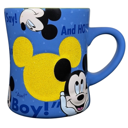 Mickey Mouse collectible Glitter Mug Disney Parks in vibrant blue with fun designs and glitter accents