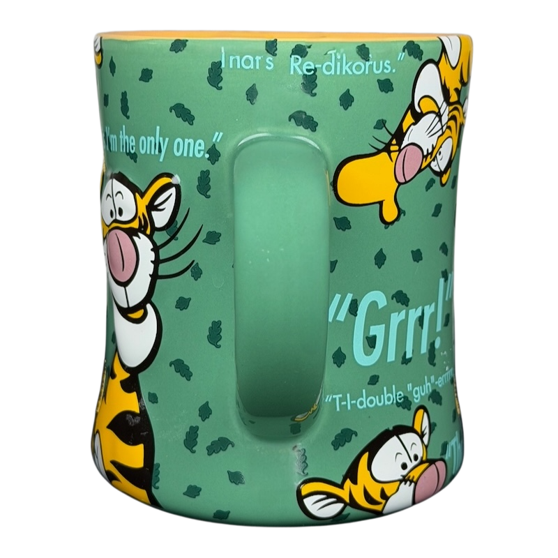 Tigger T.T.F.N. Glitter Collectible Mug Disney Parks featuring colorful Tigger designs on a teal background