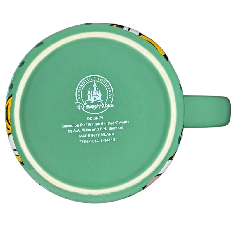Bottom view of Tigger T.T.F.N. Glitter Collectible Mug Disney Parks with green design and Disney logo