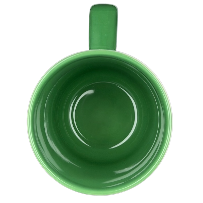 Green Peter Pan Never Grow Up Disney mug with a simple design for fans of the classic tale