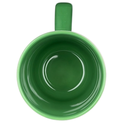 Green Peter Pan Never Grow Up Disney mug with a simple design for fans of the classic tale