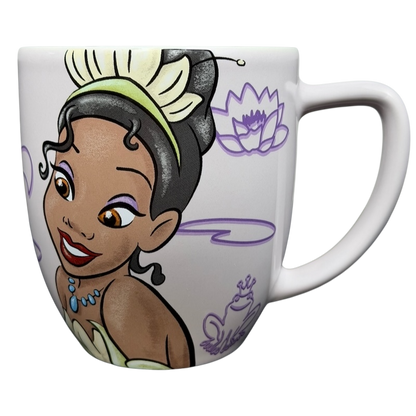 Princess Tiana Never Give Up Mug Disney Parks featuring Tiana and froggy design