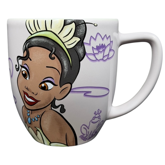 Princess Tiana Never Give Up Mug Disney Parks featuring Tiana and froggy design