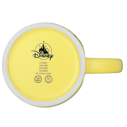 Disney retro collectible rainbow logo mug with a vibrant yellow base and classic design for Disney fans