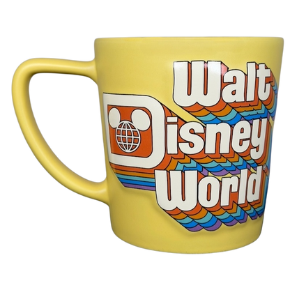 Disney retro collectible rainbow logo mug featuring colorful Walt Disney World design